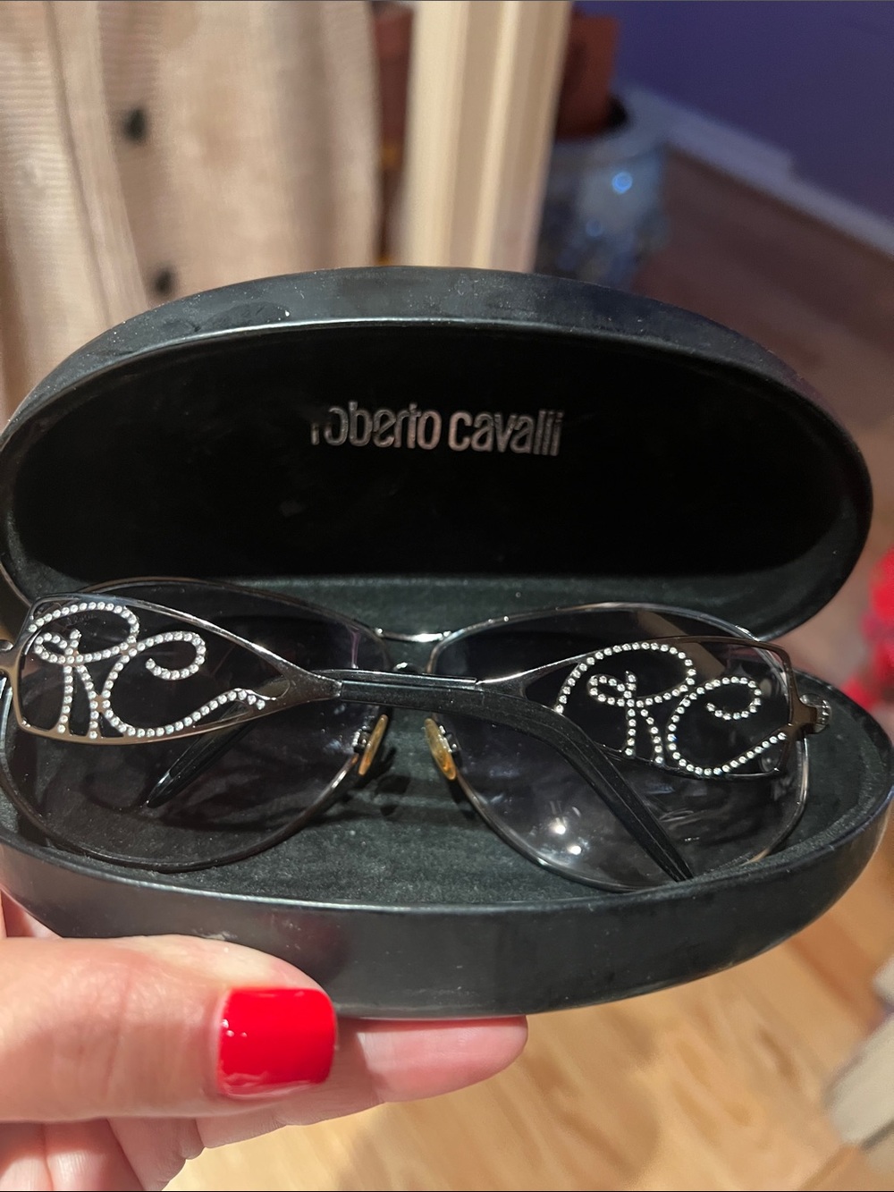 Roberto Cavalli Black Aviator Sunglasses with Smoke Lenses - Picture 4 of 6